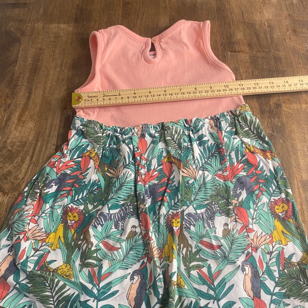Jungle Animal Elephant Dress Kids Pink Green Safari Print SIZE 3Y - Picture 5 of 5